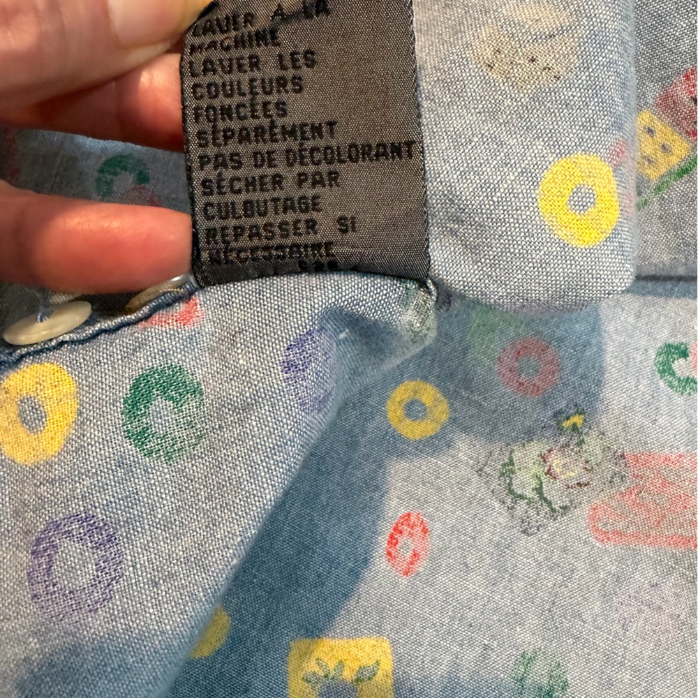 Vintage 90s Lizwear Chambray Shirt – Dice, Domino & Game Print – Size L - Picture 10 of 13